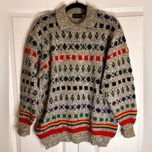Vintage Wool Blend Women’s Sweater with collar